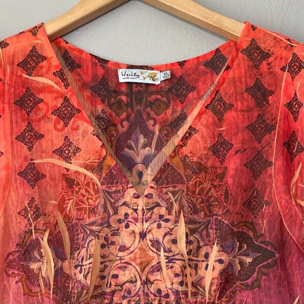 Unity Size Xl Sheer Sublimation Tunic Top Boho Fa… - image 2